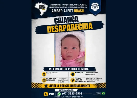 Alerta Amber foi acionado em Mato Grosso do Sul. (Foto: Ministério da Justiça e Segurança Pública)