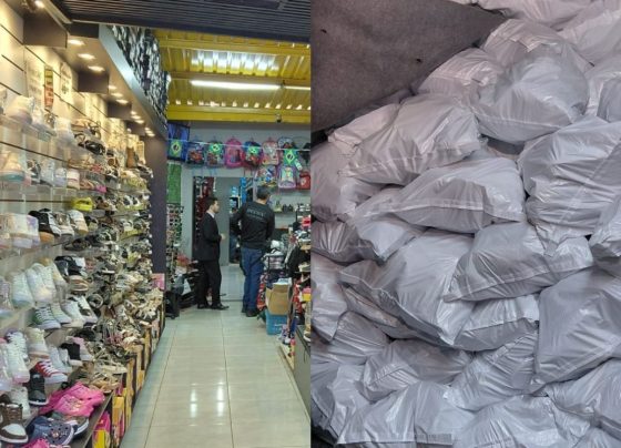 Produtos apreendidos na loja. (Foto: José Aparecido)