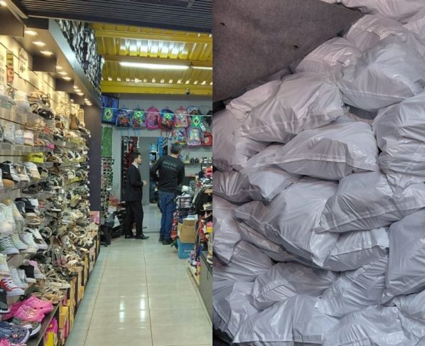 Produtos apreendidos na loja. (Foto: José Aparecido)